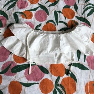 Zara off shoulder white top with ruffles